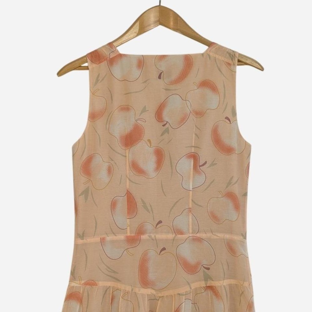 Coach Apple Print V-Neck Cargo Pocket Midi Dress Blush Peach Size 0 - Picture 7 of 11